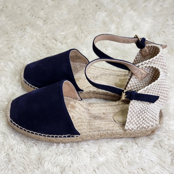 Biden Blue suede Peggy Espadrille flats - Picture 3 of 9